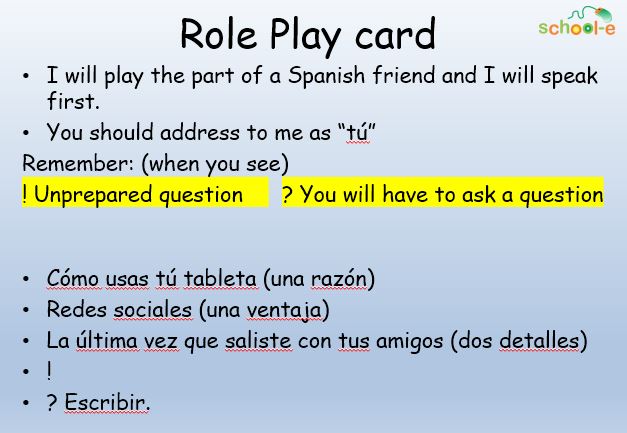 Spanish speaking GCSE Theme 1